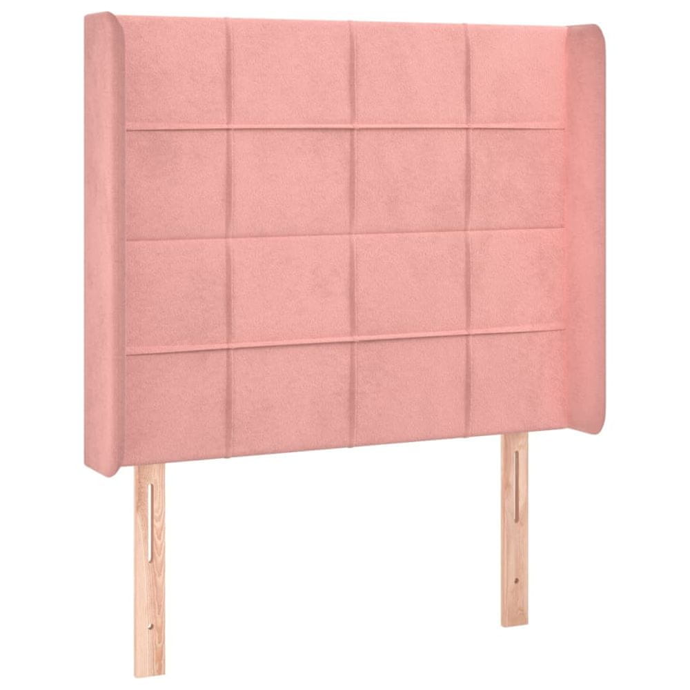 Vidaxl Čelo postele so záhybmi ružový 103 x 16 x 118/128 cm zamat